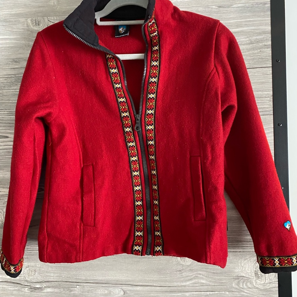KUHL Bergan wool red full zip jacket size small